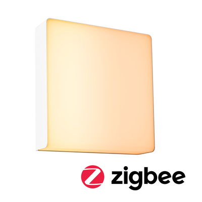 Firkantet væglampe med varmt hvidt lys og hvidt kabinet, Zigbee-kompatibel smart home-belysning
