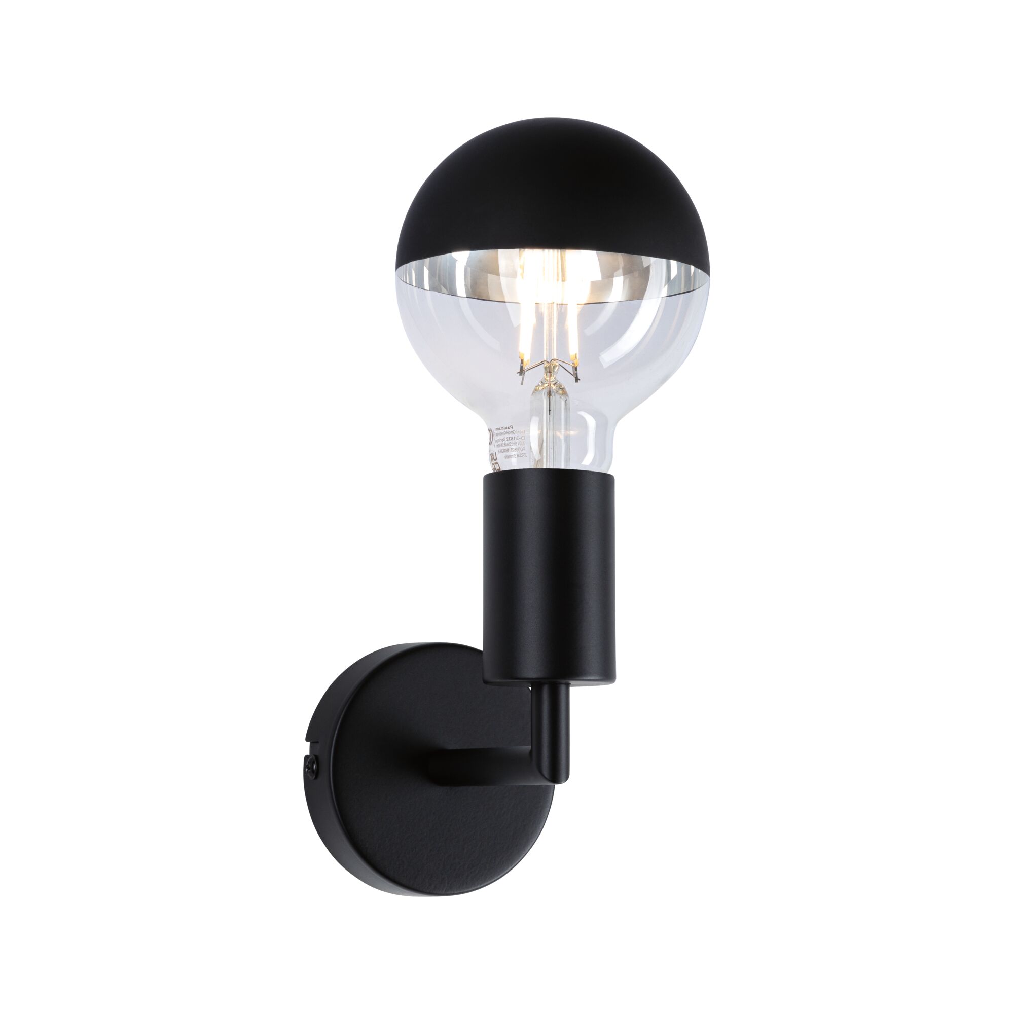 Applique murale moderne avec base en métal noir et ampoule semi-transparente pour éclairage intérieur élégant