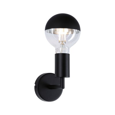 Applique murale moderne avec base en métal noir et ampoule semi-transparente pour éclairage intérieur élégant