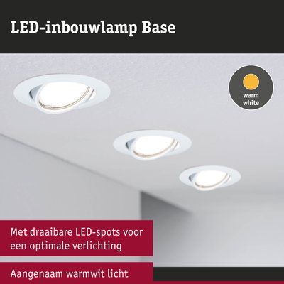 Witte LED-inbouwlamp Base met warmwit licht en draaibare spots voor optimale verlichting