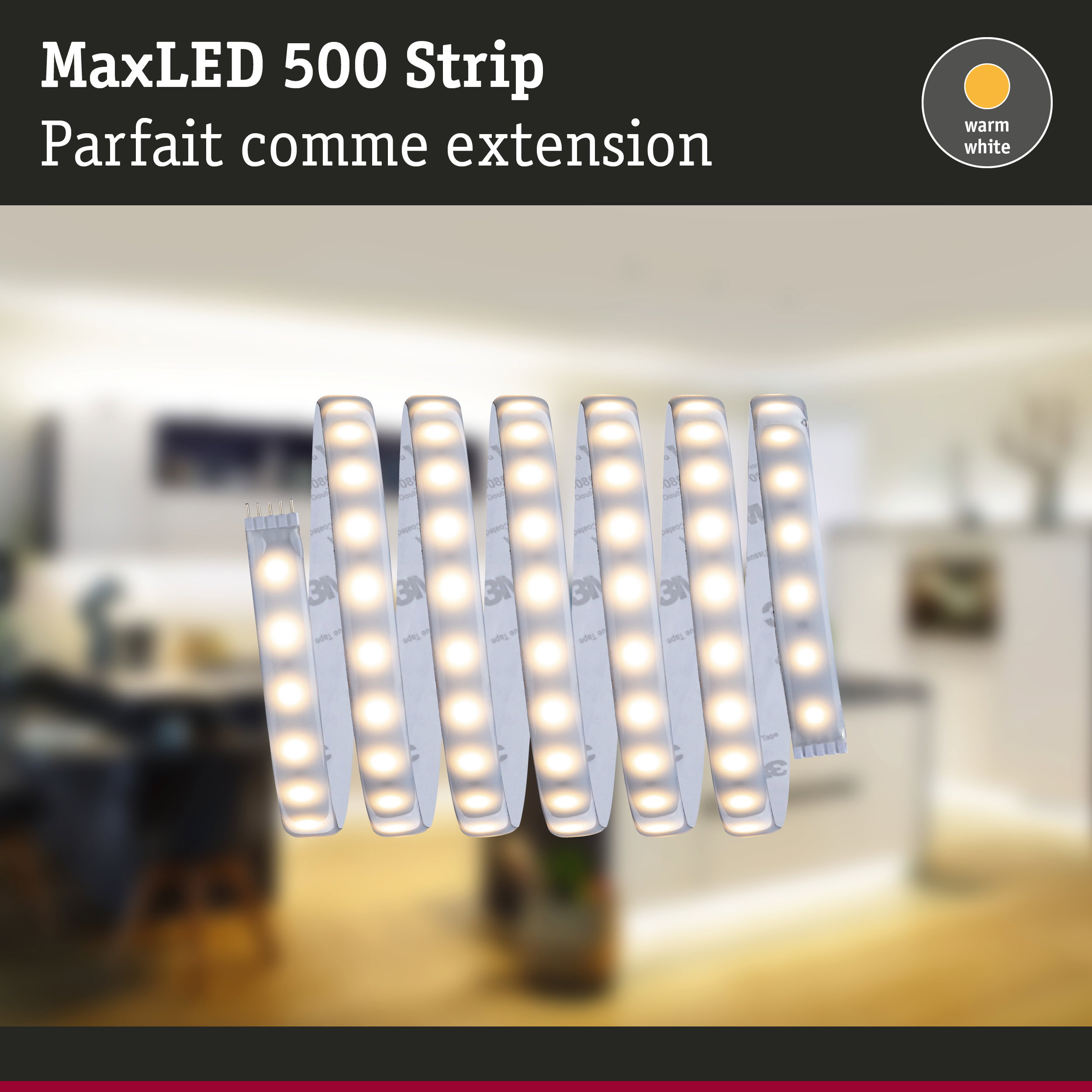 Bande LED MaxLED 500 en blanc chaud, extension parfaite pour l'éclairage intérieur