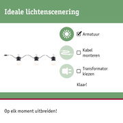 Zwarte LED-lichtsnoer met drie lampen voor flexibele binnenverlichting en eenvoudige montage