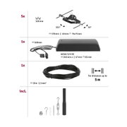 Schwarzes LED-Seilsystem mit fünf verstellbaren Strahlern, Netzteil und 10m Kabel für Innenbeleuchtung