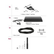 Système d'éclairage LED noir avec cinq spots réglables, alimentation et câble de 10m pour intérieur