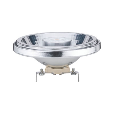 Reflektorlampe mit silbernem Metallgehäuse und Glaslinse für energiesparende Beleuchtung