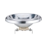 Reflector lamp with silver metal housing and glass lens for energy-efficient lighting