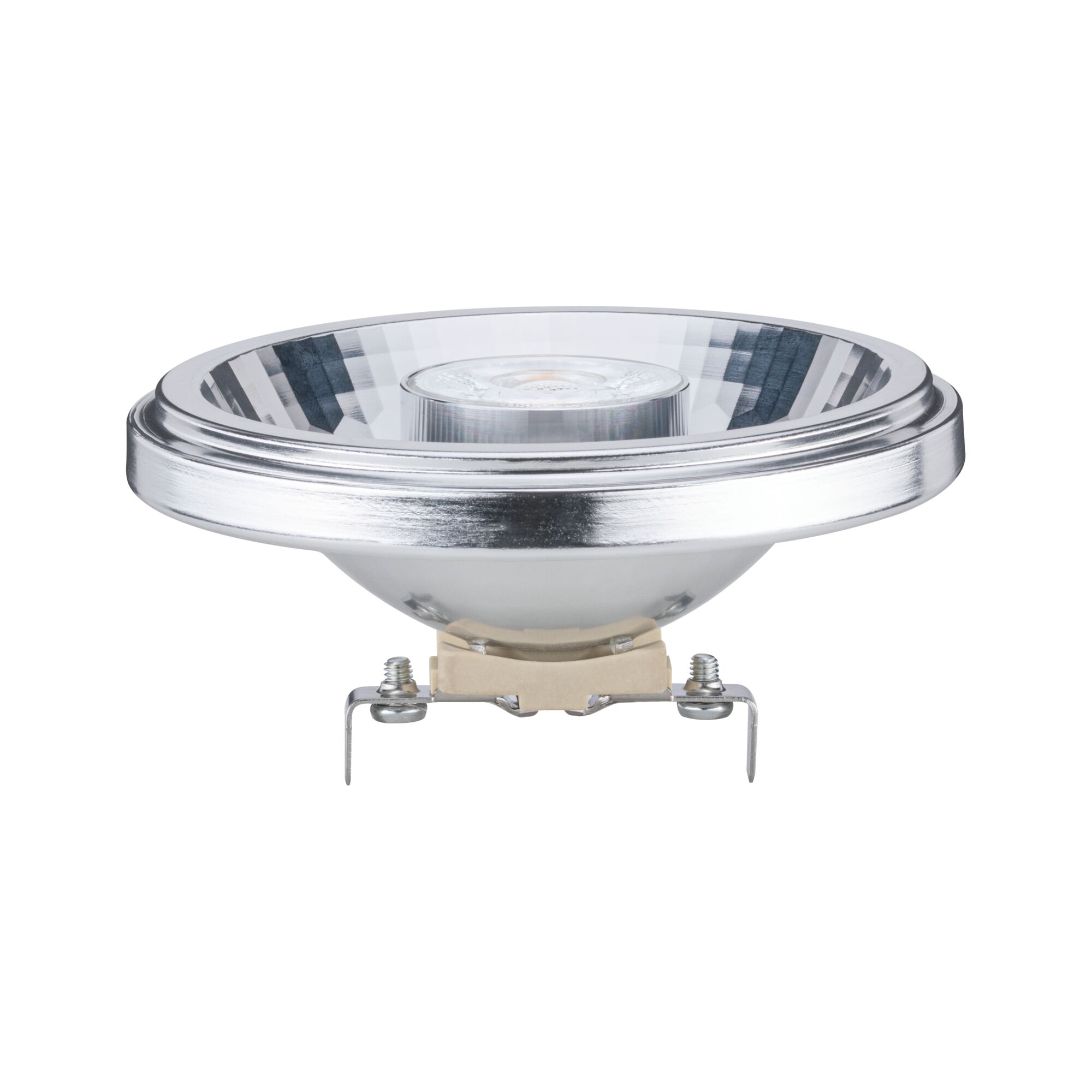 Standard 12V LED Reflektor AR111 G53 500lm 8W 2700K Alu Reflektorlampe mit silbernem Metallgehäuse und Glaslinse für energiesparende Beleuchtung