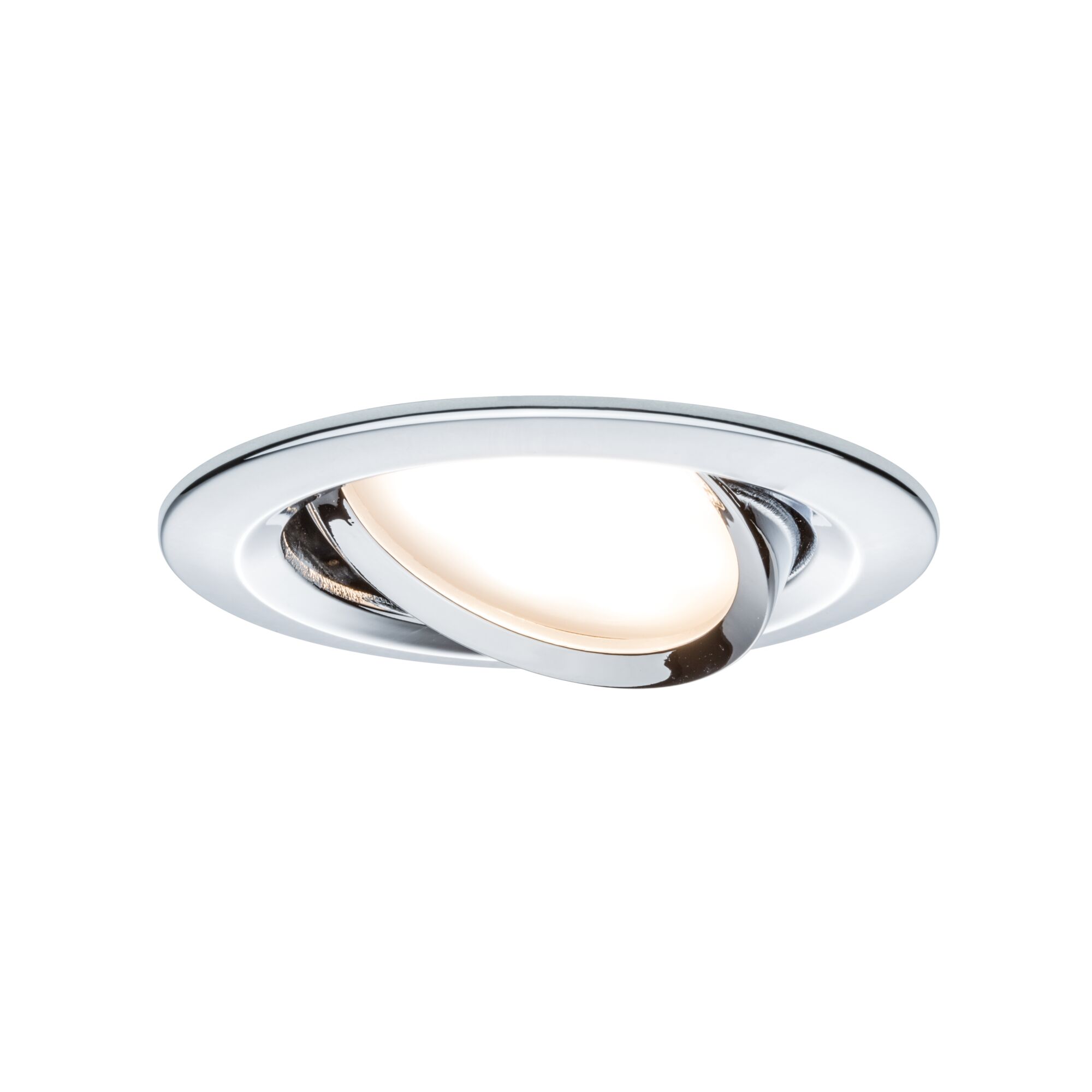 Rundstrahler Einbaustrahler mit schwenkbarem Chromring und warmweißem LED-Licht für moderne Raumbeleuchtung