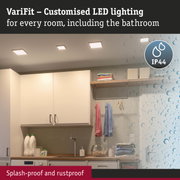 VariFit white LED recessed lights with IP44 splash and rust protection for bathroom lighting