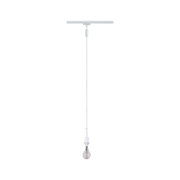 White pendant light connector with cable and bulb for modern indoor lighting