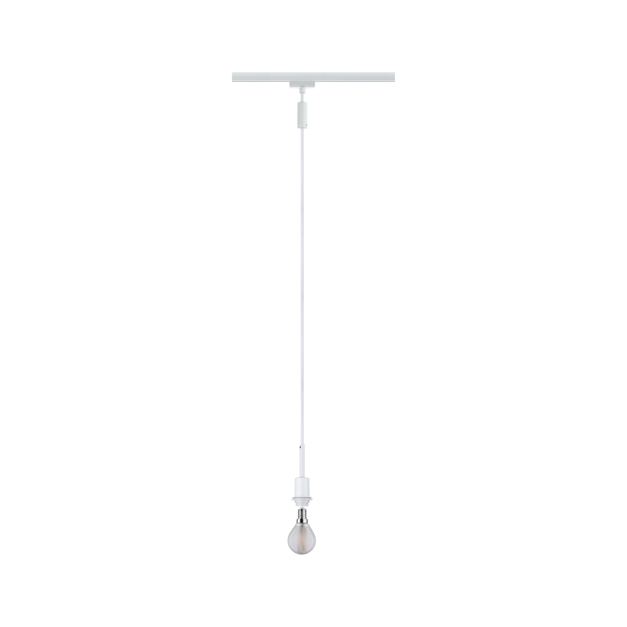 Weißer Pendelleuchten-Anschluss mit Kabel und Glühbirne für moderne Innenbeleuchtung