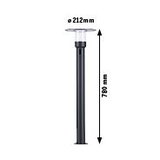 Schwarze Stehleuchte mit rundem transparentem Lampenschirm, Höhe 780 mm, Durchmesser 212 mm