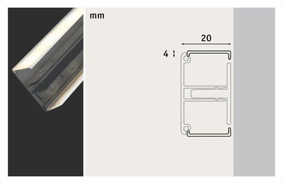 Aluminium LED-Profil in Weiß mit milchigem Diffusor, 20 mm breit, für LED-Streifenbeleuchtung