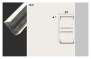 White aluminum LED profile with frosted diffuser, 20 mm wide, for LED strip lighting installation
