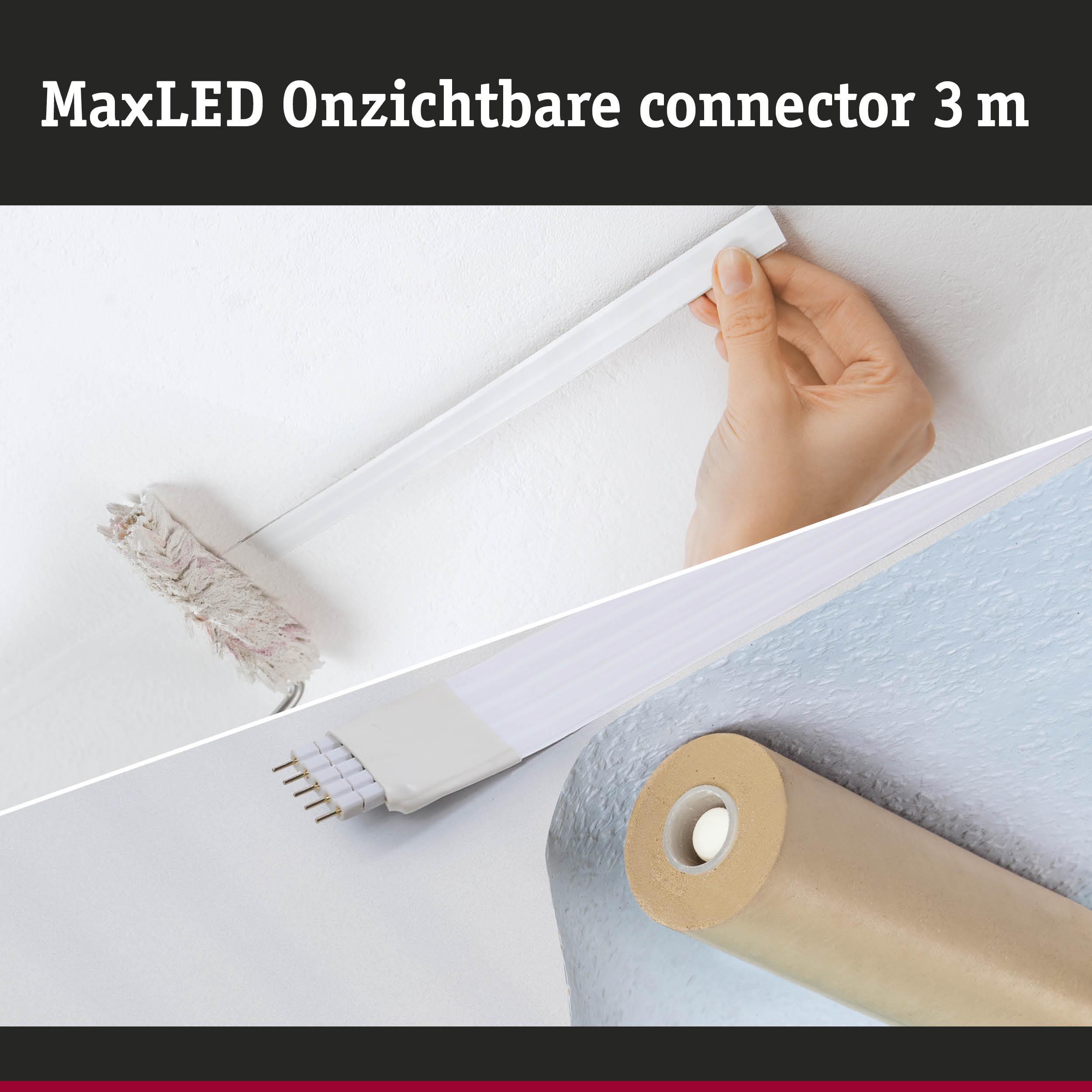 MaxLED onzichtbare connector 3 m wit voor LED-verlichting met flexibele montage