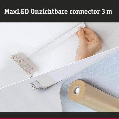 MaxLED onzichtbare connector 3 m wit voor LED-verlichting met flexibele montage