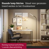 Staande Ostrion LED-lamp in zwart voor geconcentreerd werken en sfeerverlichting thuis