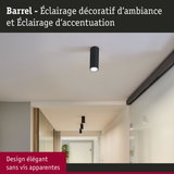 Plafonnier cylindrique noir Barrel pour éclairage décoratif et d'accentuation dans un couloir