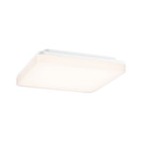 Modern square white LED ceiling light with warm white illumination for living spaces