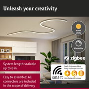 Curved LED ceiling light with warm white illumination and Zigbee smart home compatibility