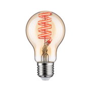 Glühbirne mit spiralförmigem LED-Filament in warmem Bernstein für dekorative Beleuchtung