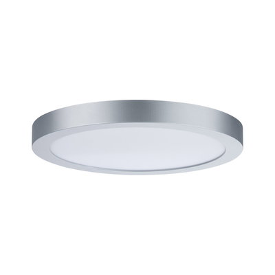 Round silver aluminum LED ceiling panel with white diffuser for modern room lighting