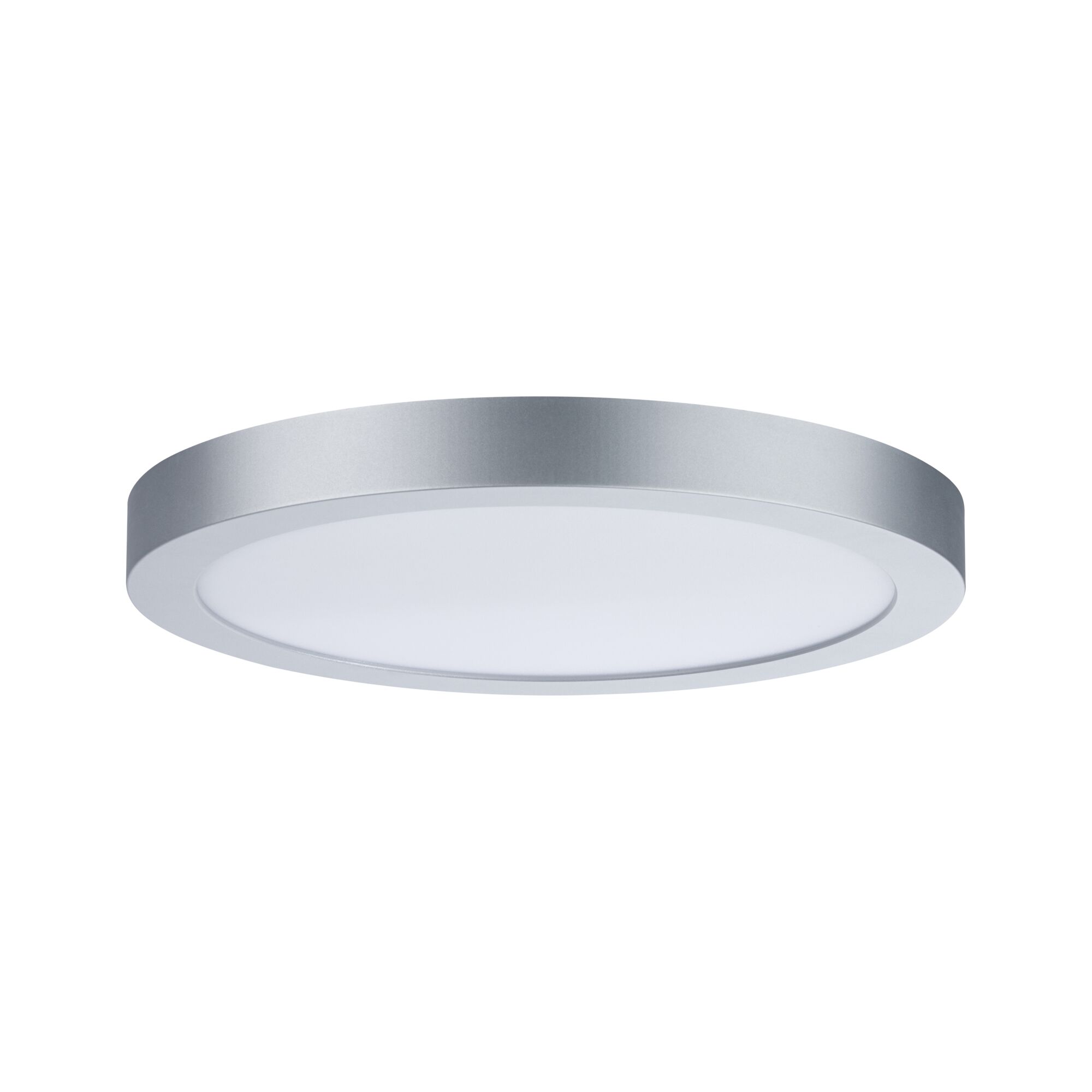 Rundes LED-Deckenlicht aus silbernem Aluminium mit weißem Diffusor für moderne Beleuchtung