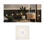 Square silver aluminum LED wall recessed light with warm white illumination for bathroom lighting
