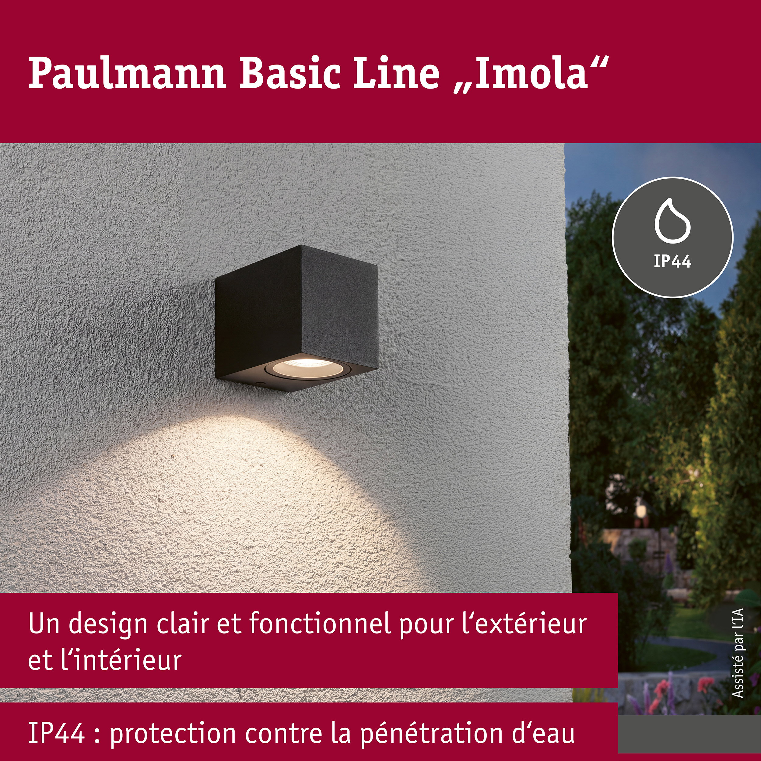 Applique Imola IP44 GU10 230V max. 10W Noir mat
