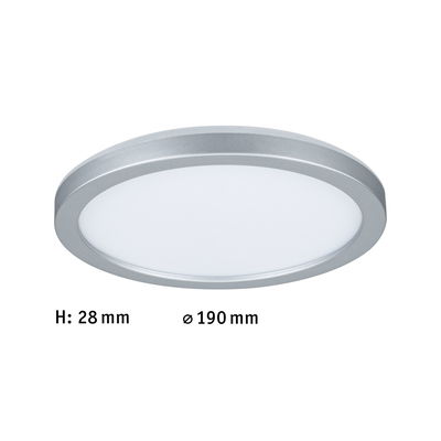 Round LED ceiling panel with silver aluminum frame and white diffuser, 190 mm diameter