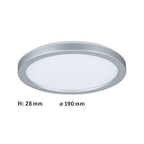 Round LED ceiling panel with silver aluminum frame and white diffuser, 190 mm diameter