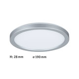 Round LED ceiling panel with silver aluminum frame and white diffuser, 190 mm diameter