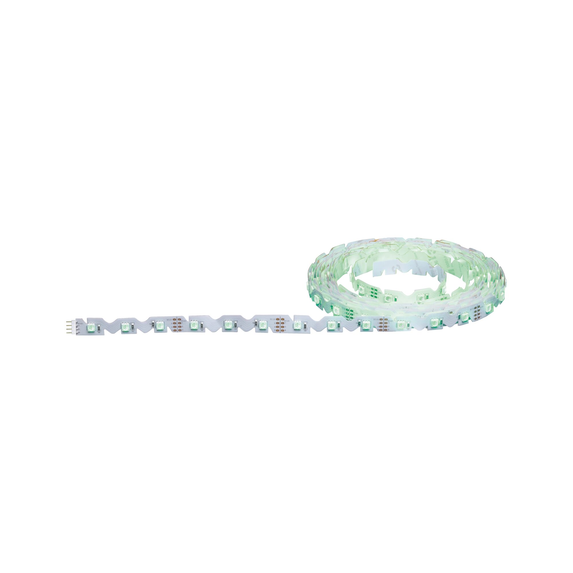 Bande LED flexible avec LEDs blanches sur support blanc pour accents lumineux modernes.