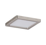 Square LED ceiling light in brushed silver metal with white diffuser for modern home lighting