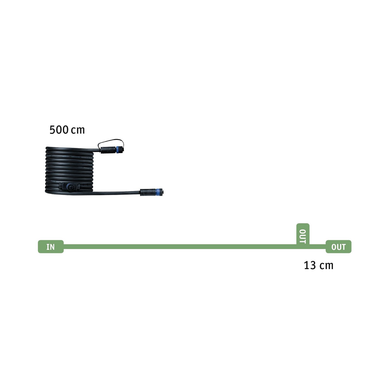 Plug & Shine Kabel 5m 2 uitgangen IP68 Zwart