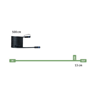 Black 500 cm long connection cable with connectors for LED lighting systems.