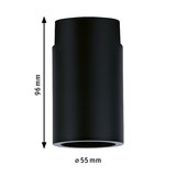 Schwarzes zylindrisches Aluminium-Gehäuse mit 96 mm Höhe und 55 mm Durchmesser für LED-Leuchten.