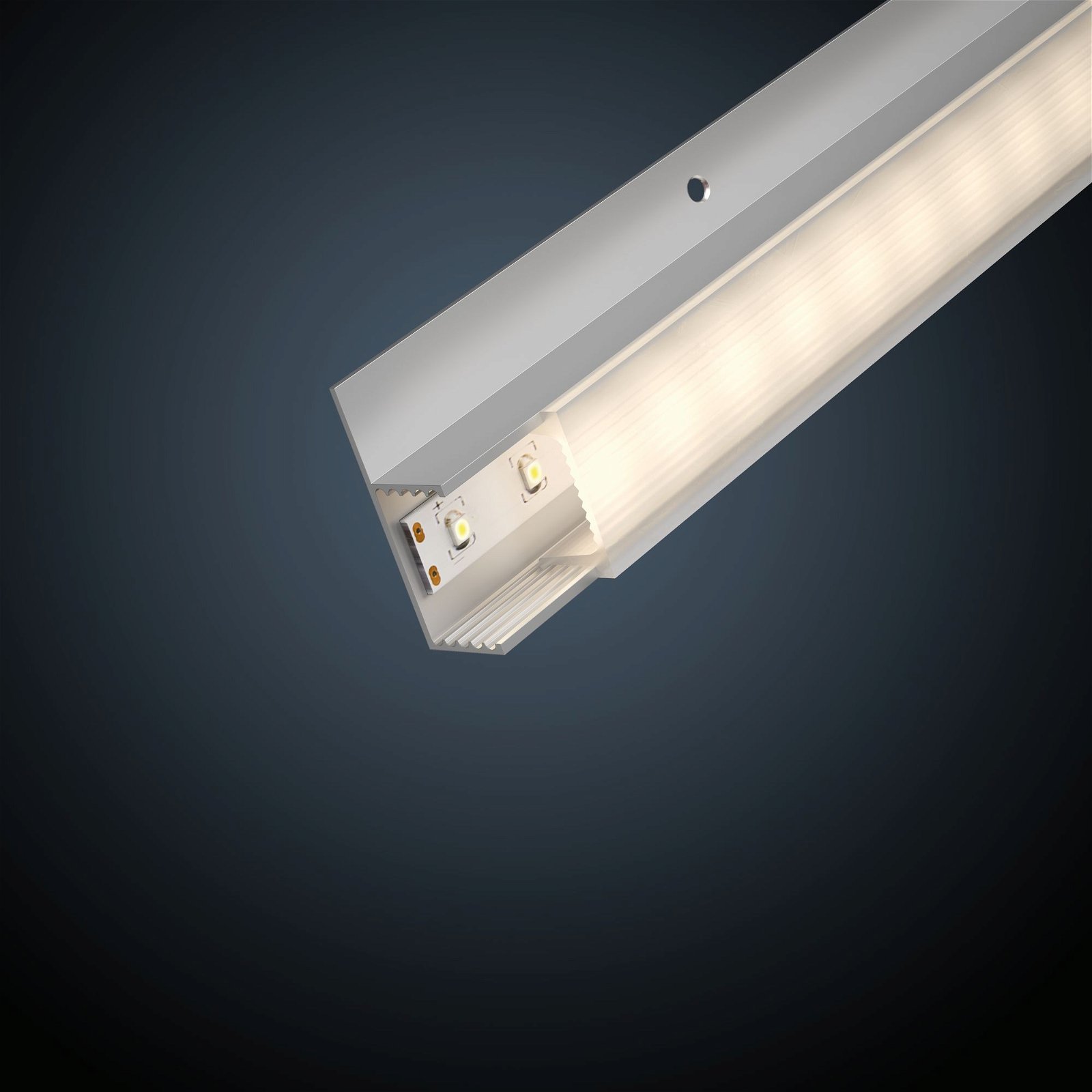 LED Strip recessed profile Socle White diffuser 1m Anodised aluminium/Satin