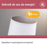 Wit apparaat met geïntegreerd zonnepaneel voor duurzame energie uit zonlicht
