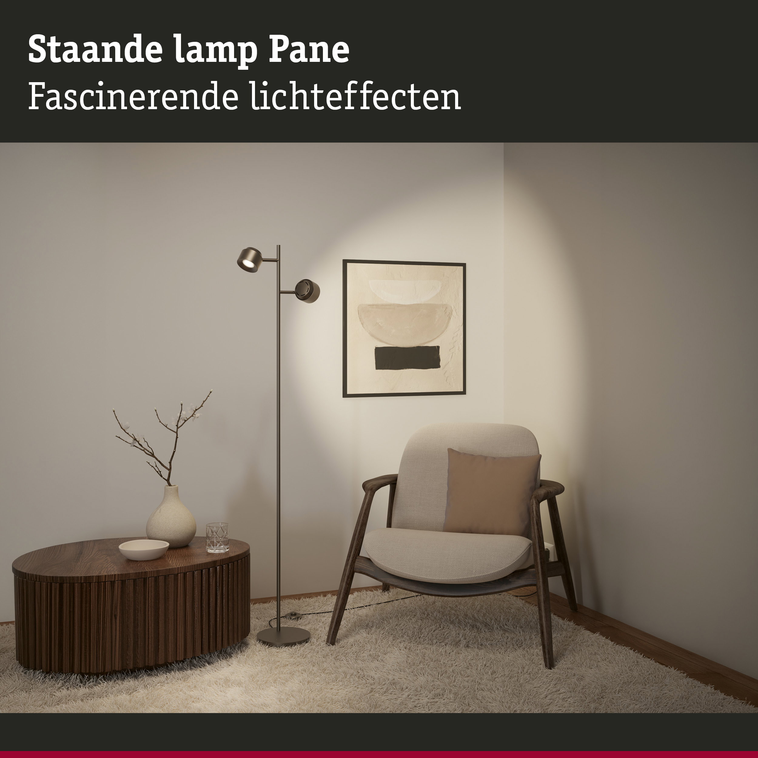 Staande LED-lamp Pane 2700K 2x315lm 2x2,2W Titaanium