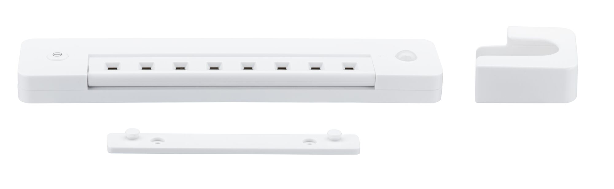 Ensemble multiprises en plastique blanc avec interrupteur et pièces de montage pour alimentation flexible