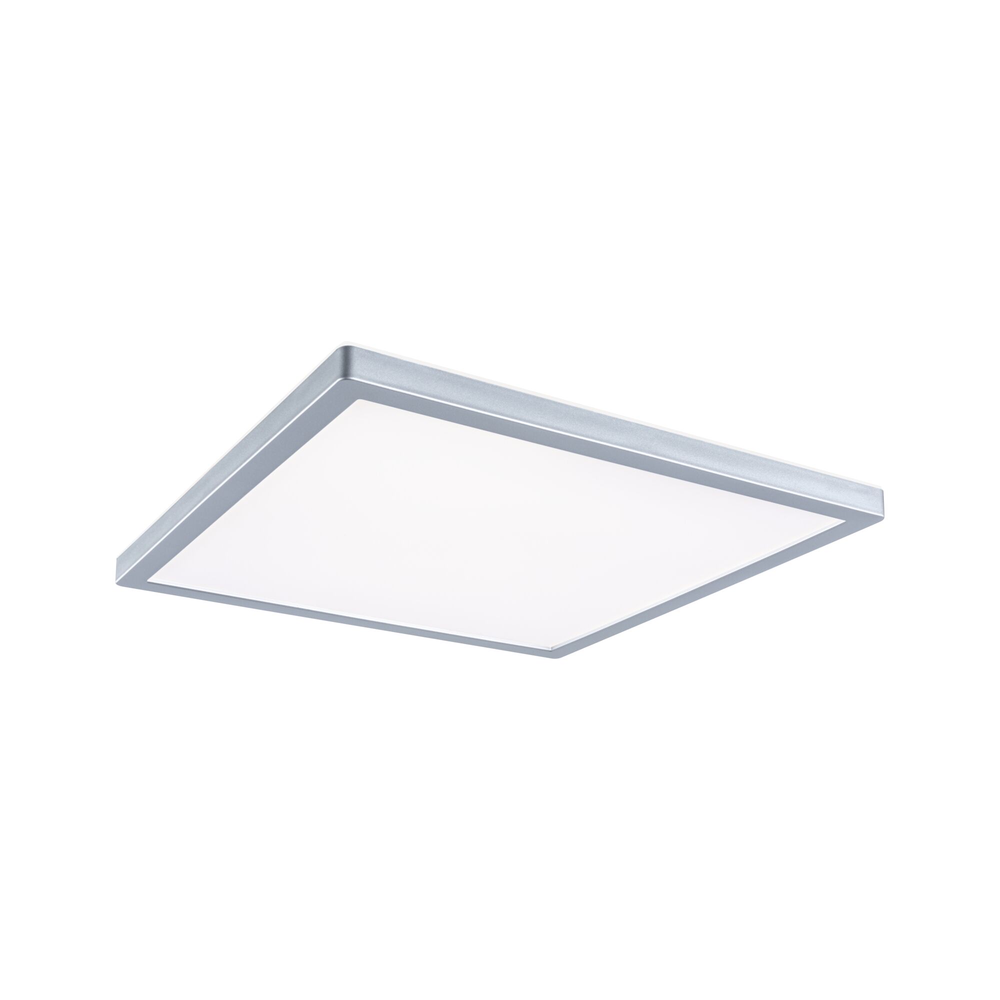 Flaches quadratisches LED-Deckenpanel mit silbernem Aluminiumrahmen für moderne Raumbeleuchtung