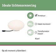 Ronde witte lamp met zwarte kabel voor eenvoudige montage en flexibele uitbreiding