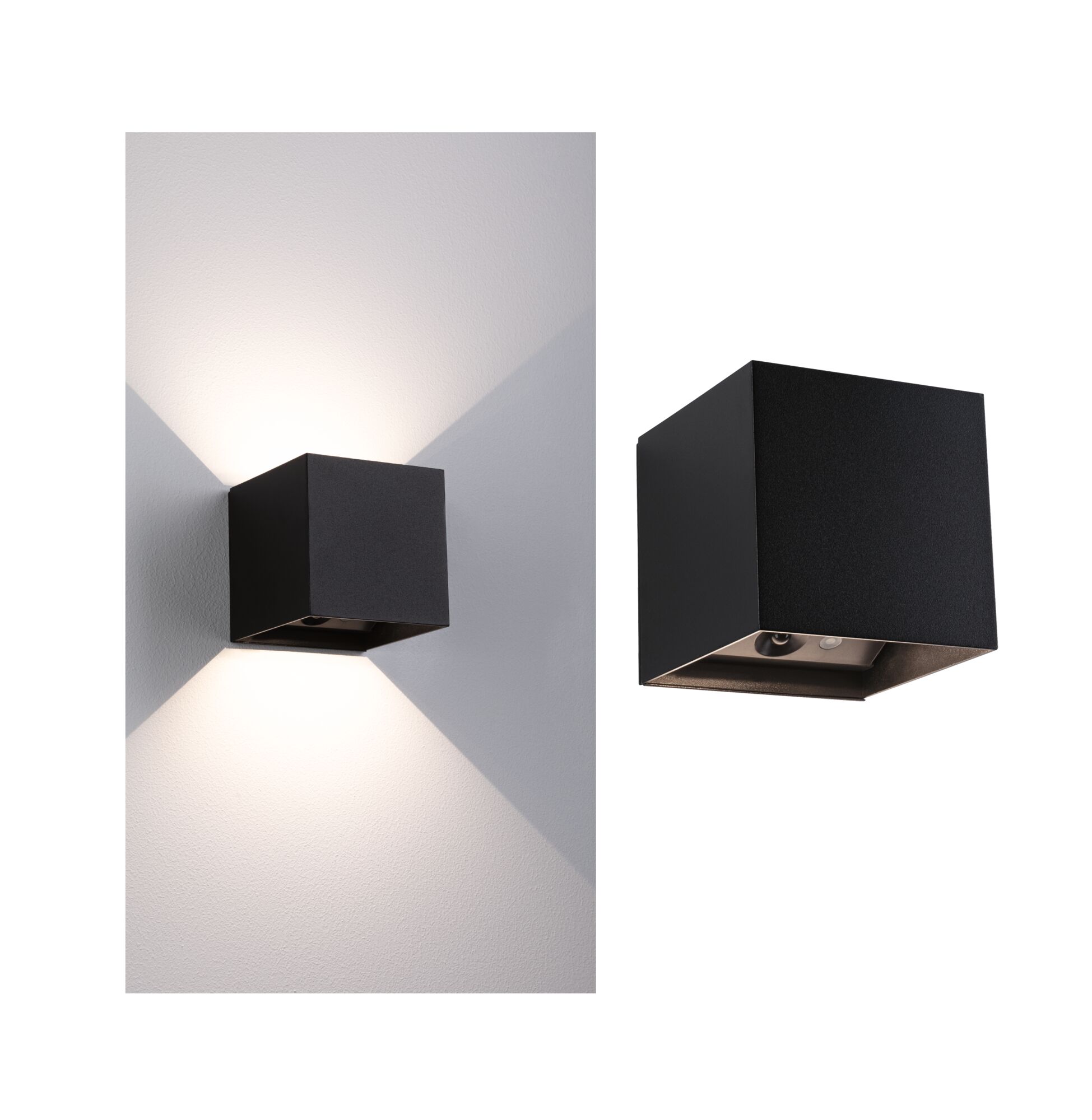 Lampe murale rechargeable à LED Nyara IP44 3000K 100x104mm 2x1W Noir Lampe murale rechargeable à LED Nyara IP44 3000K 100x104mm 2x1W Noir
