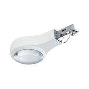 White plastic light attachment with metal clip for flexible LED lighting systems