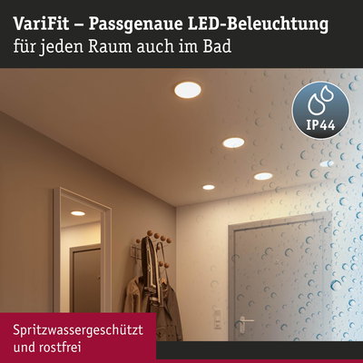 VariFit LED-Einbaustrahler in Weiß, spritzwassergeschützt IP44, ideal für Badezimmerbeleuchtung