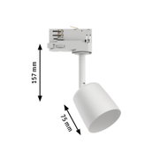 White metal LED spotlight 157 mm high and 75 mm diameter for modern indoor lighting solutions