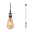 Neordic Pendant luminaire Eldar E27 max. 60W Red/Brushed nickel dimmable Metal Hanging vintage light bulb with brass socket and red fabric cable for decorative lighting