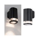 Zwarte aluminium buitenwandlamp met heldere glazen ring, moderne LED-wandlamp voor buiten