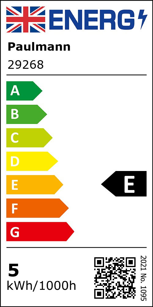 Paulmann 29268 energy label rated E with 5 kWh consumption per 1000 hours